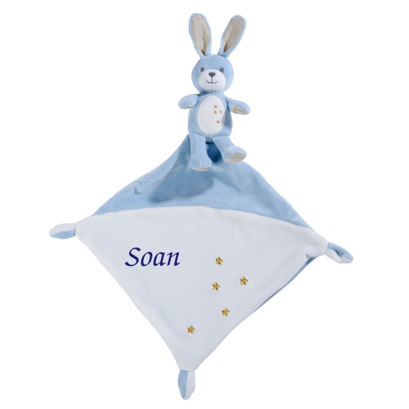  sparkle plush with comforter blue rabbit 45 cm 